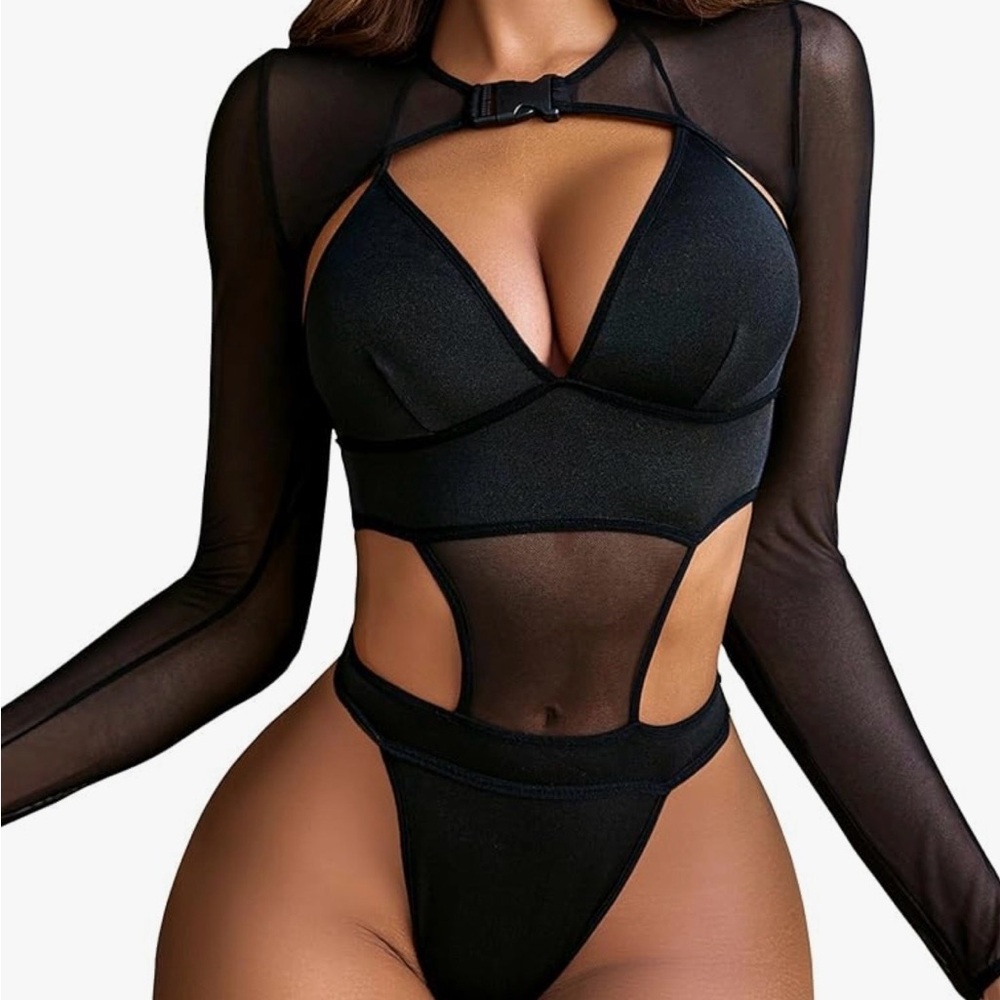 Avidlove bodysuit buckle shrug crop set
